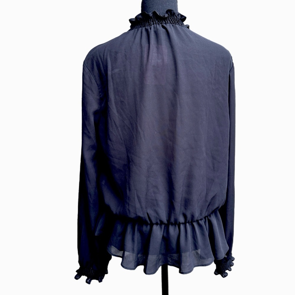 NWT Black Cinched Waist Blouse – Long‎ Sleeve Top L - Picture 3 of 11